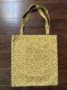 Liberty of London cottagecore yellow floral print cotton tote bag